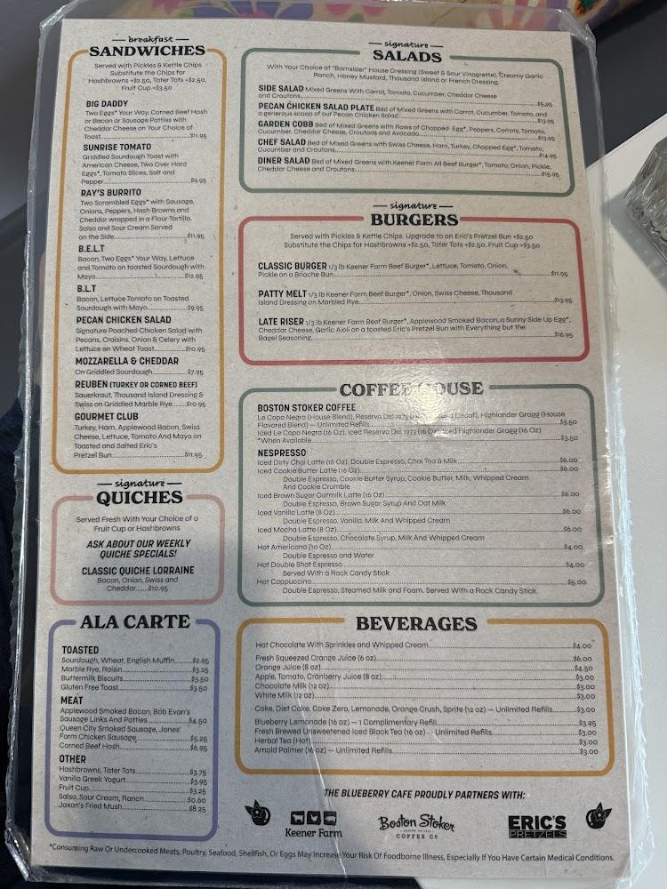 The Blue Berry Café Bellbrook Menu image 1